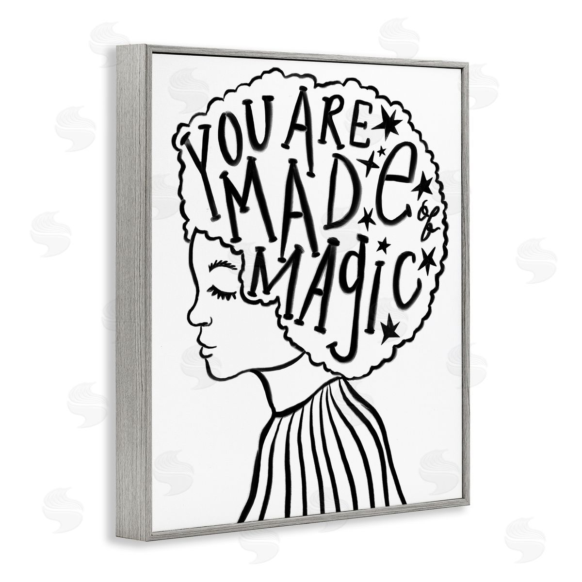 Stupell Studio Made of Magic Phrase Children's Hair Portrait Gray Framed Giclee Wall Art