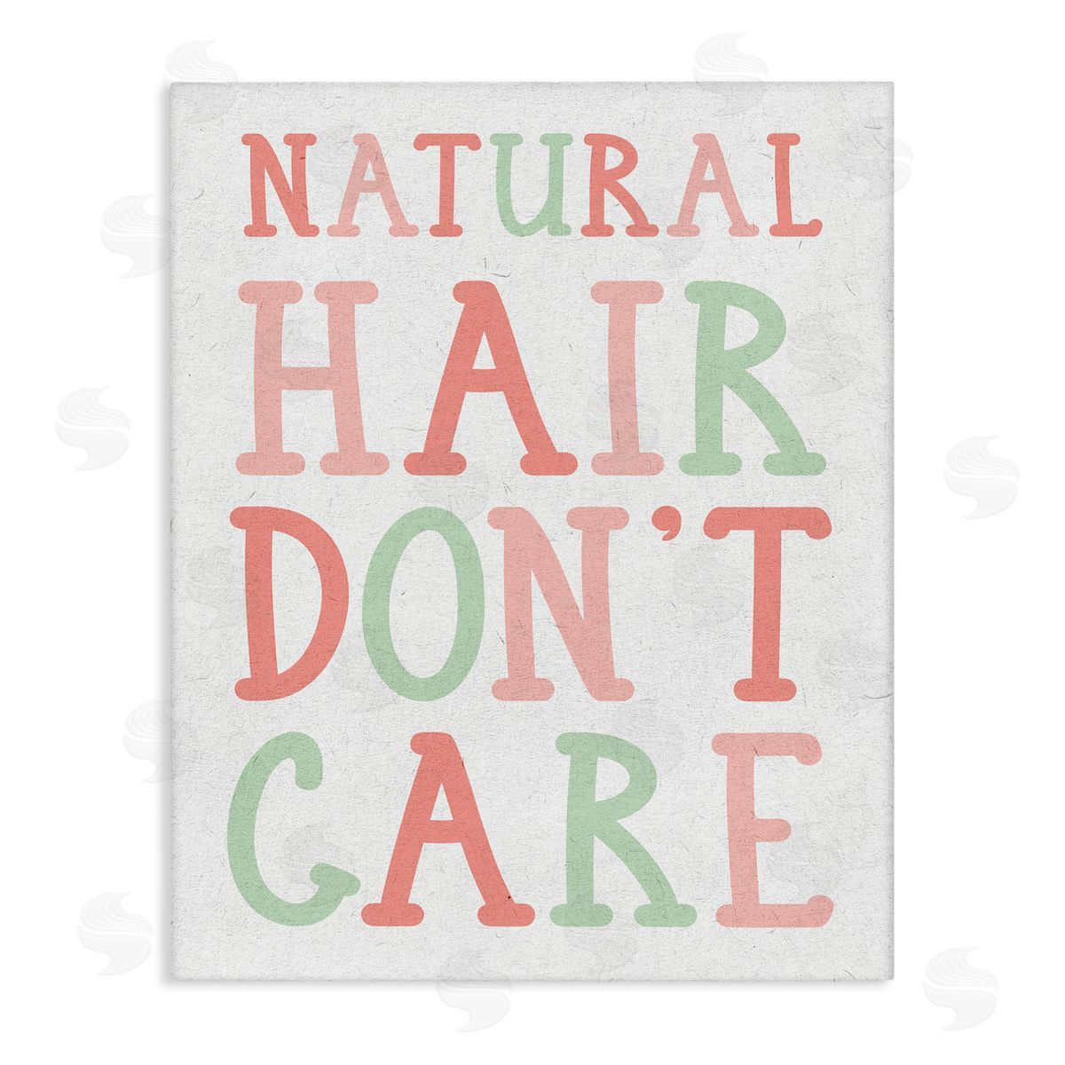 Stupell Studio Natural Hair Don't Care Phrase Pink Green Font Canvas Wall Art
