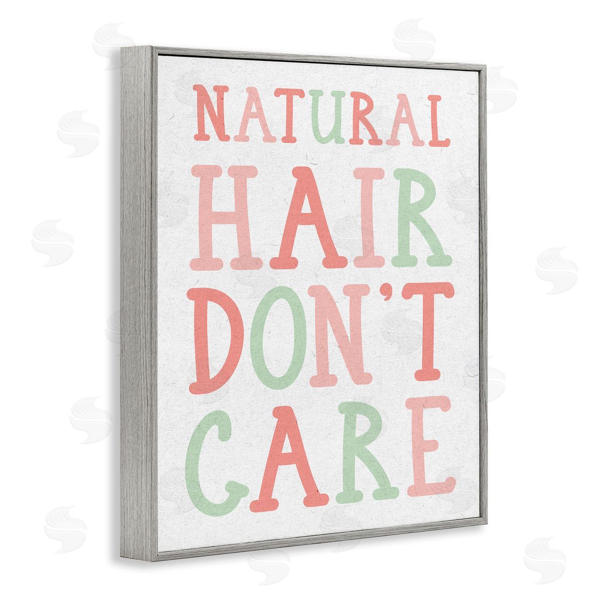 Stupell Studio Natural Hair Don't Care Phrase Pink Green Font Gray Framed Giclee Wall Art