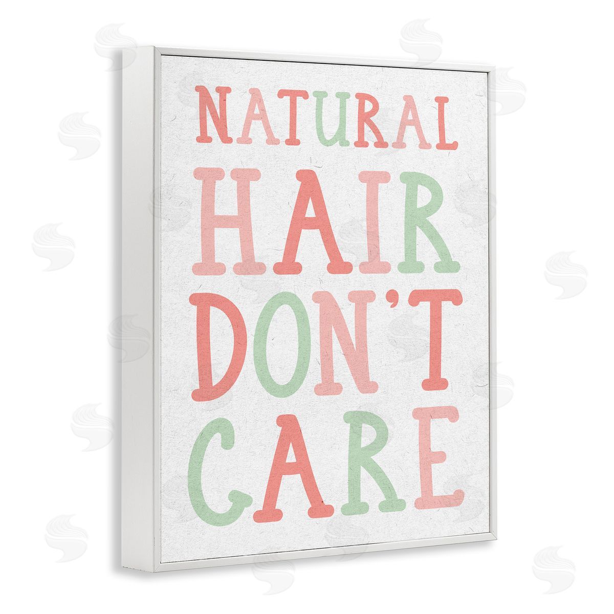 Stupell Studio Natural Hair Don't Care Phrase Pink Green Font White Framed Giclee Wall Art