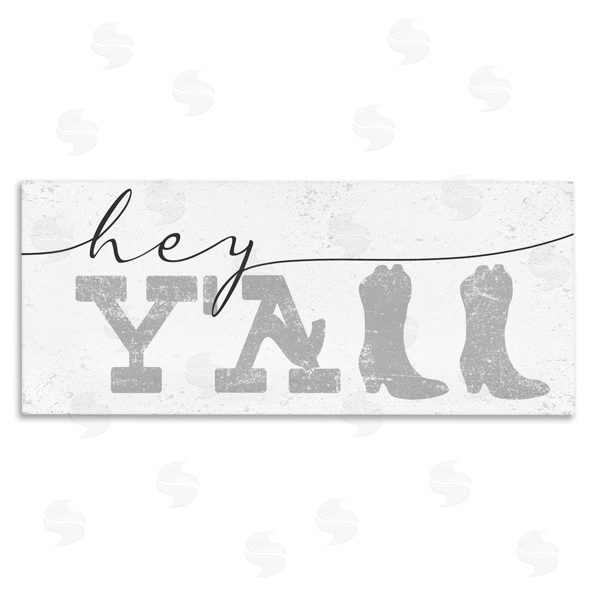 Stupell Studio Hey Y'all Phrase Western Cowboy Distressed Typography Canvas Wall Art