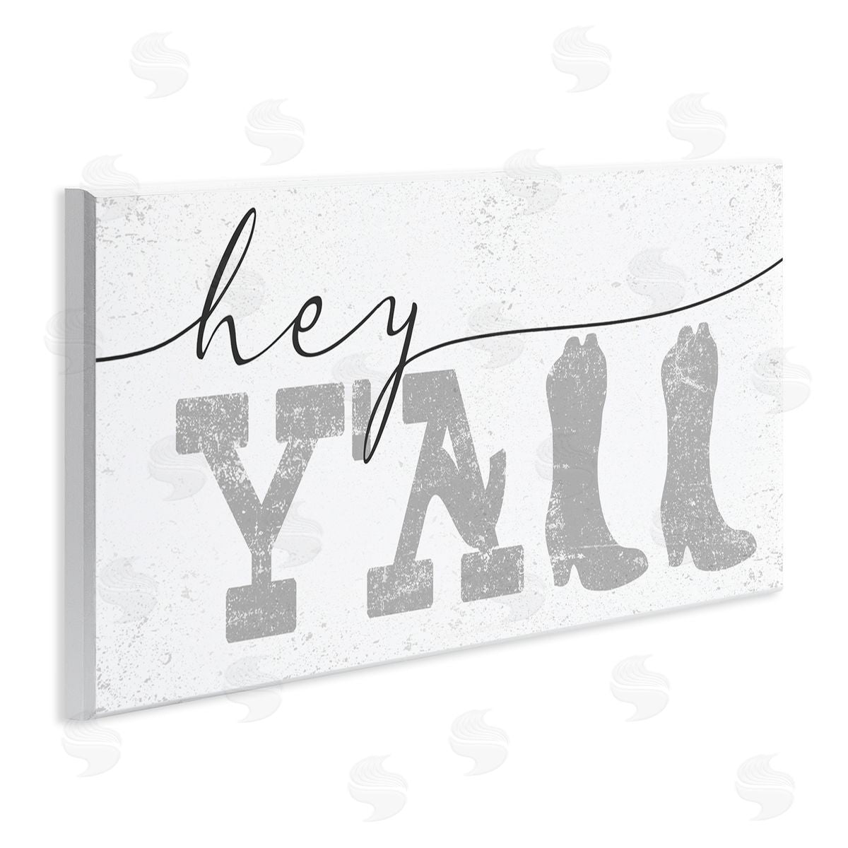 Stupell Studio Hey Y'all Phrase Western Cowboy Distressed Typography Wall Plaque Art