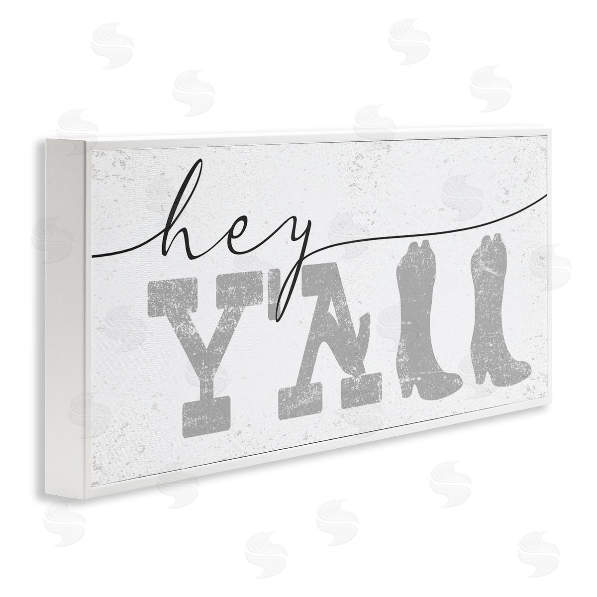 Stupell Studio Hey Y'all Phrase Western Cowboy Distressed Typography White Framed Giclee Wall Art