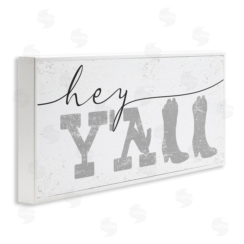 Stupell Studio | Hey Y'all Phrase Western Cowboy Distressed Typography