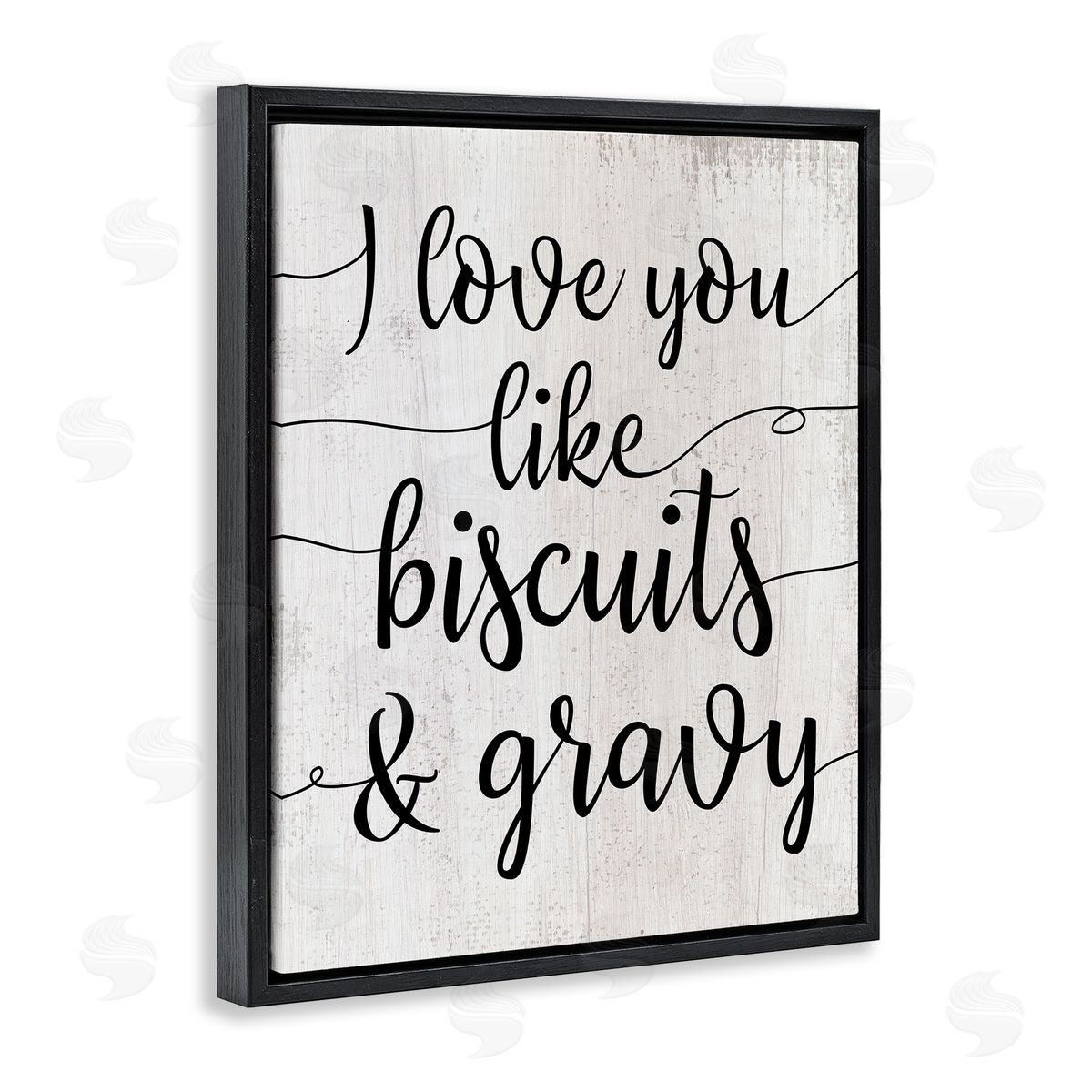 Stupell Studio Love You Like Biscuits & Gravy Romantic Sentiment Black Floater Frame Canvas Art