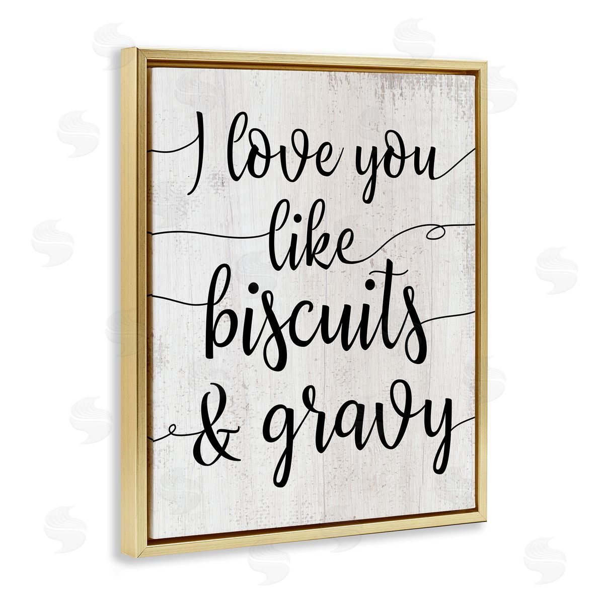Stupell Studio Love You Like Biscuits & Gravy Romantic Sentiment Gold Floater Frame Canvas Art