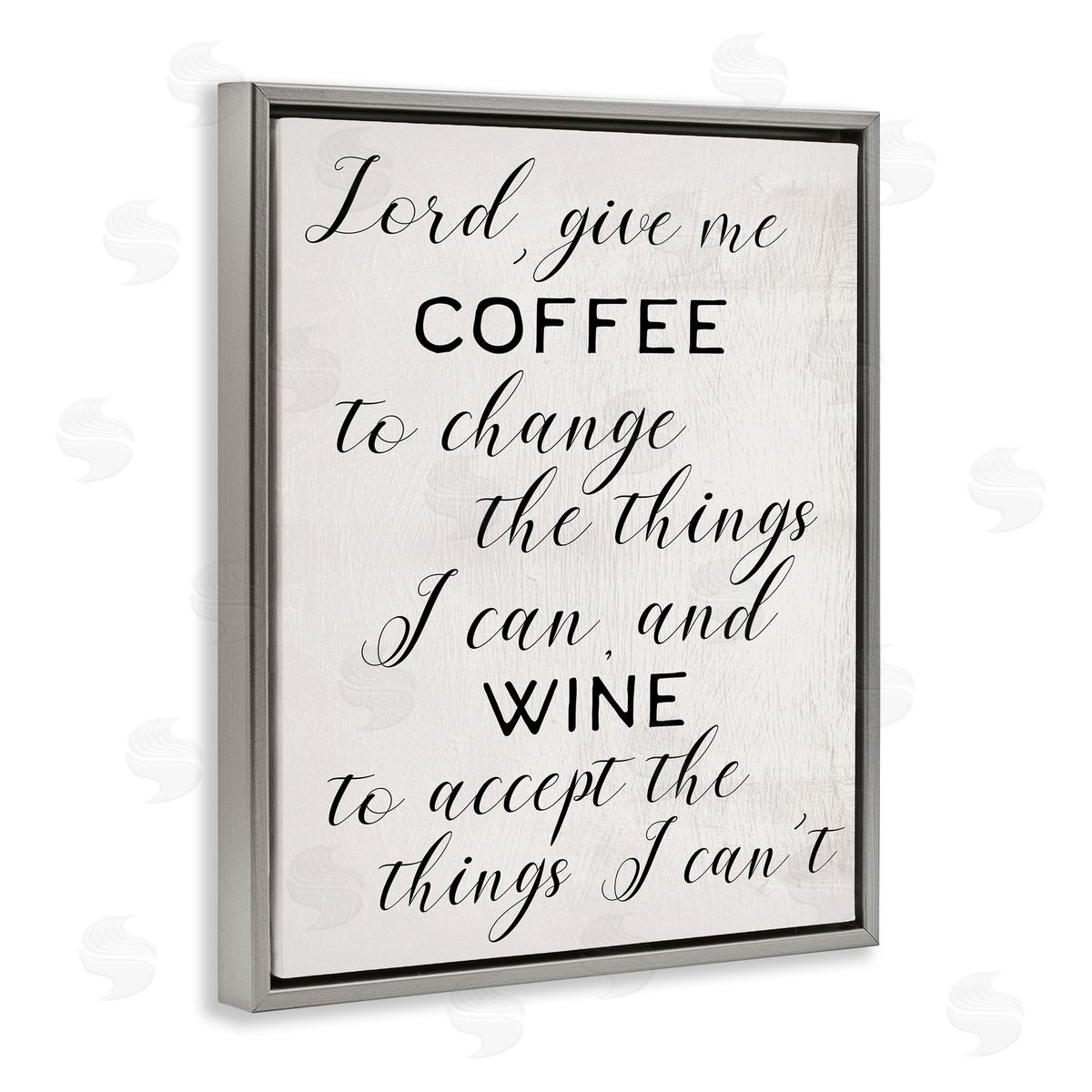 Stupell Studio Lord, Give Me Coffee and Wine Kitchen Phrase Gray Floater Frame Canvas Art