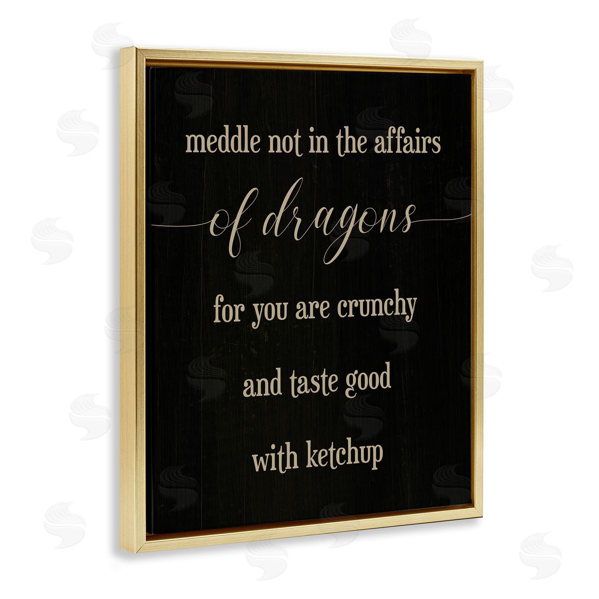 Stupell Studio Meddle Not In Dragon Affairs Saying Mythical Creature Gold Floater Frame Canvas Art