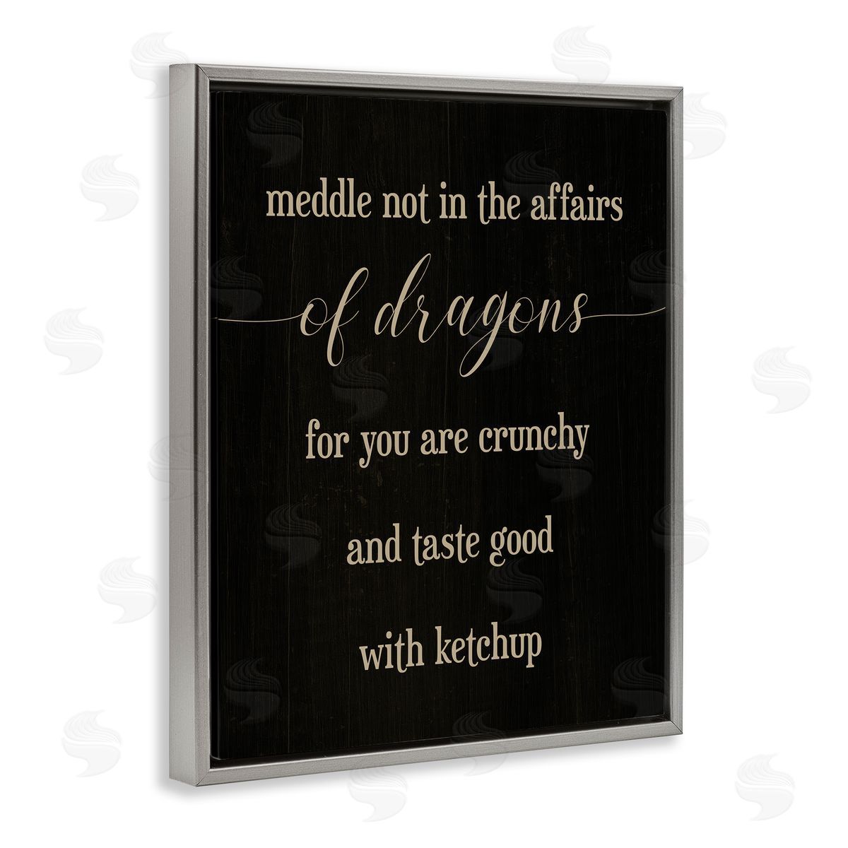 Stupell Studio Meddle Not In Dragon Affairs Saying Mythical Creature Gray Floater Frame Canvas Art