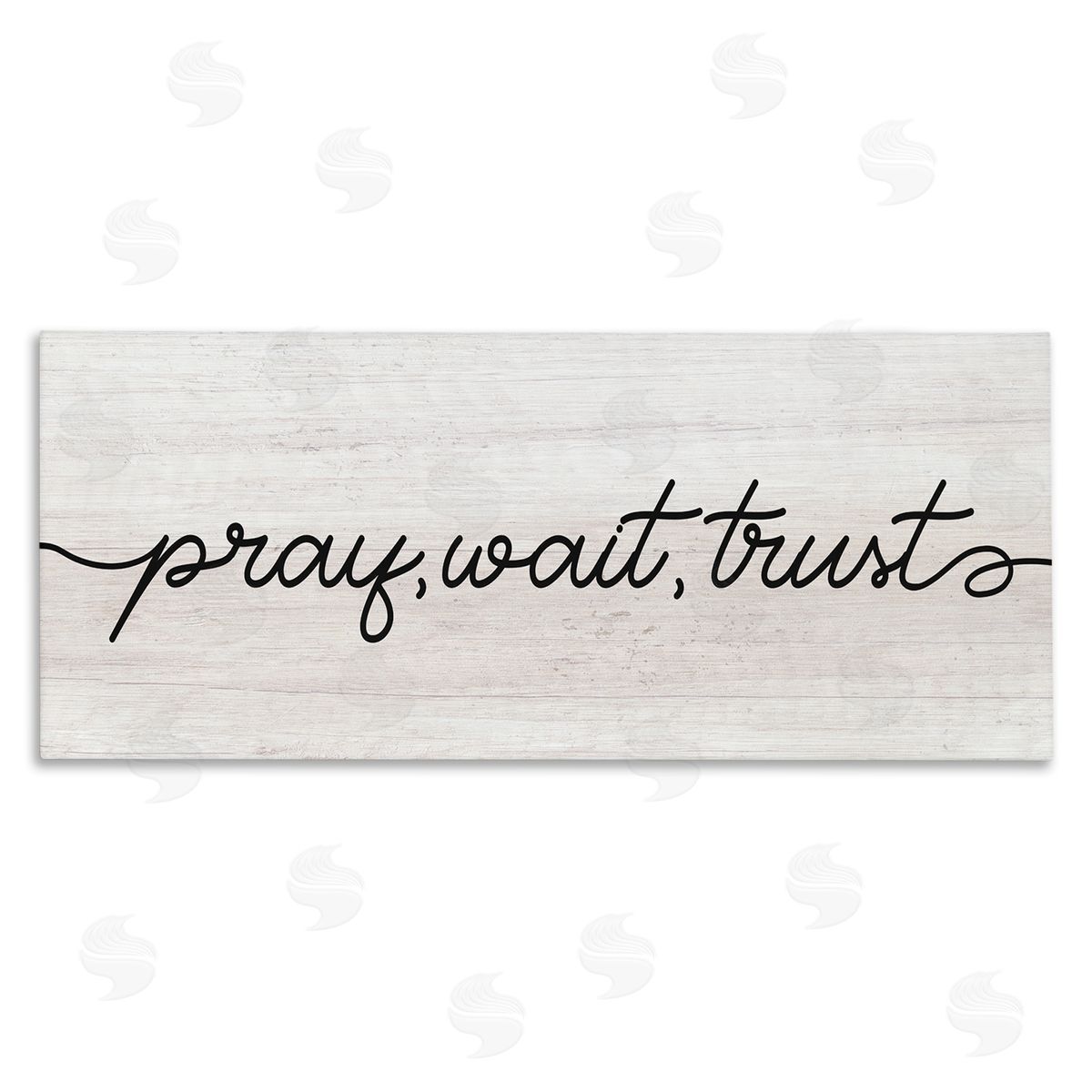 Stupell Studio Pray Wait & Trust Phrase Soft Fluid Typography Canvas Wall Art
