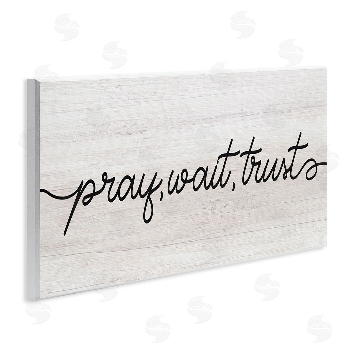 Stupell Studio Pray Wait & Trust Phrase Soft Fluid Typography Wall Plaque Art