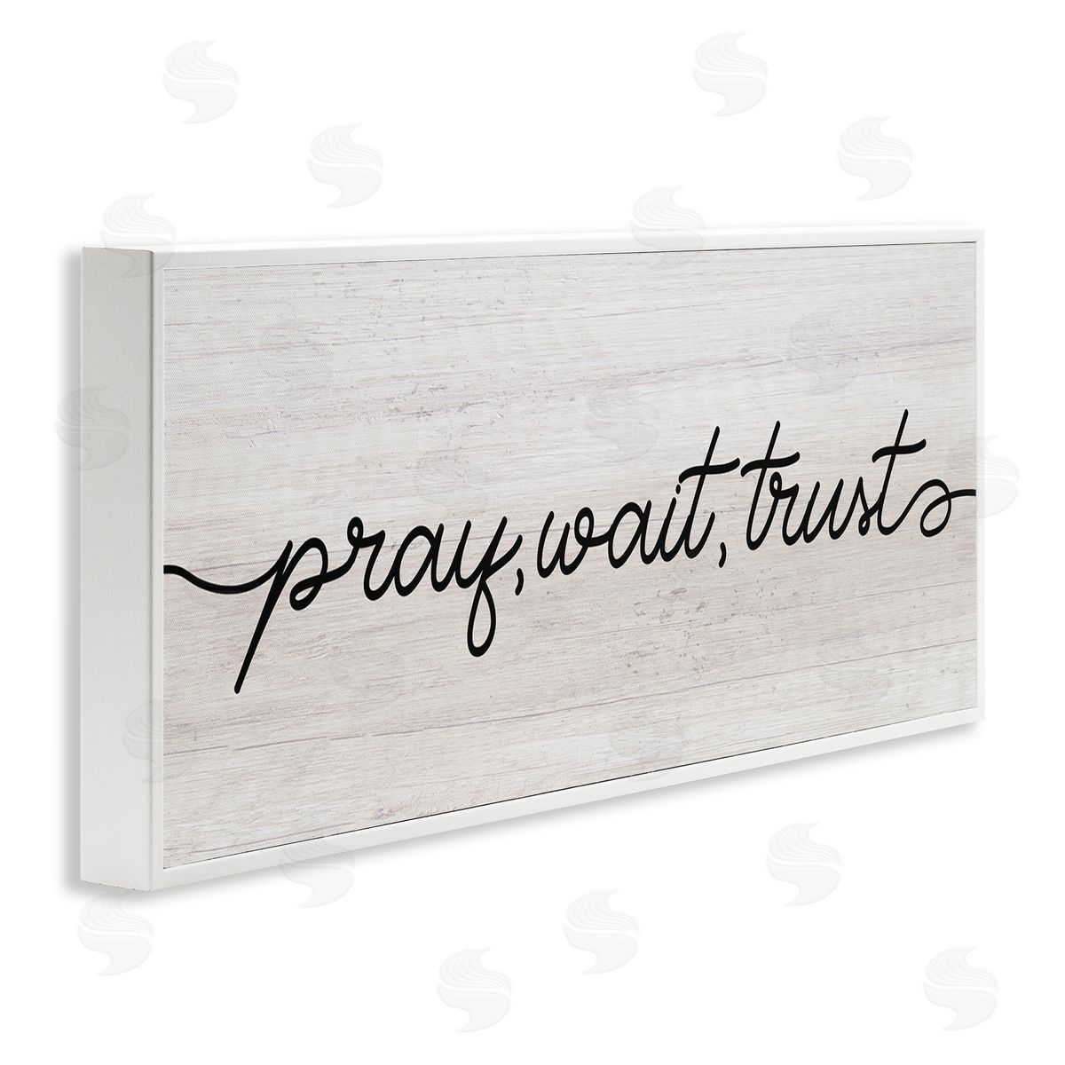 Stupell Studio Pray Wait & Trust Phrase Soft Fluid Typography White Framed Giclee Wall Art
