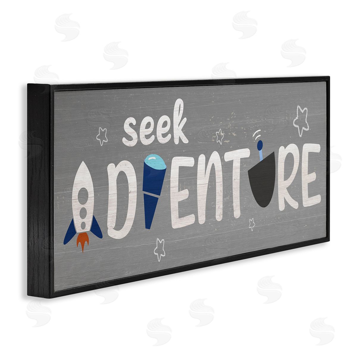 Seek Adventure Imagination Sentiment Black Frame Print Wall Art, Home Decor by Stupell Studio