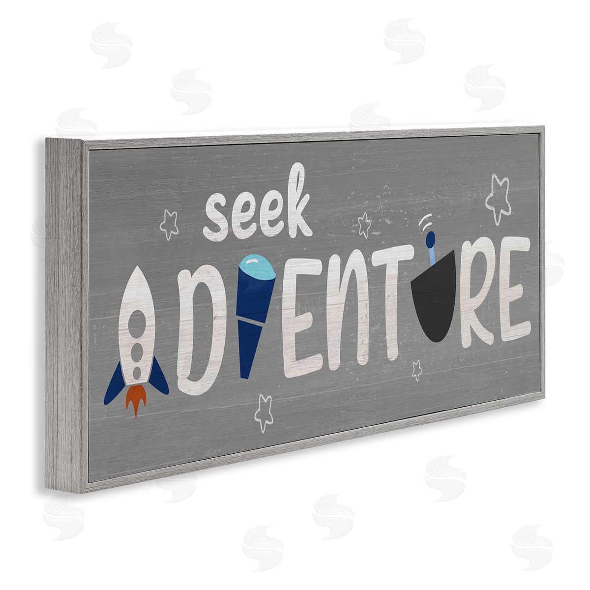 Seek Adventure Imagination Sentiment Grey Frame Print Wall Art, Home Decor by Stupell Studio