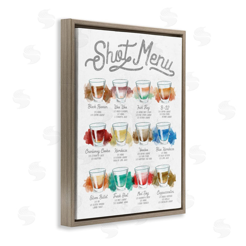 Stupell Studio | Cocktail Shot Menu Kitchen Drink Recipes