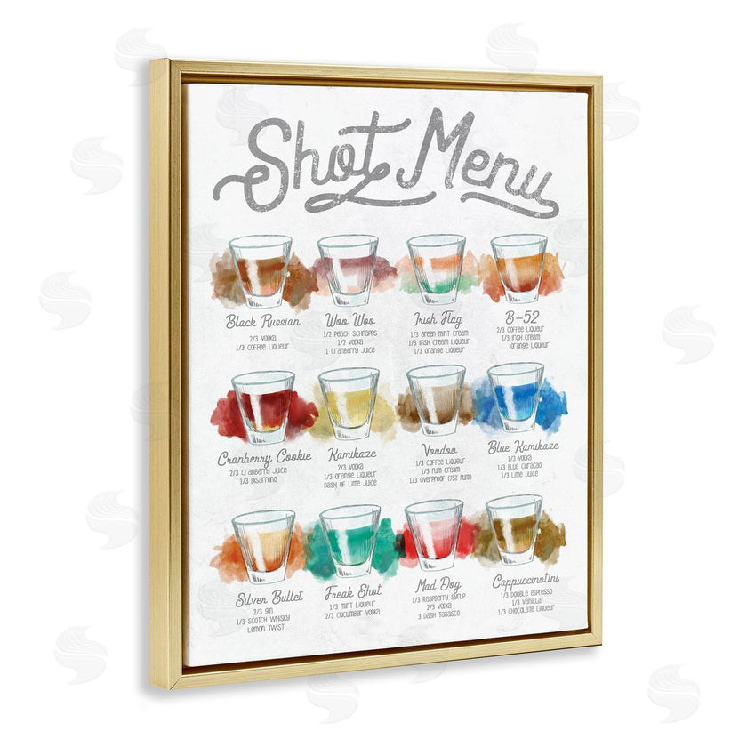 Stupell Studio | Cocktail Shot Menu Kitchen Drink Recipes