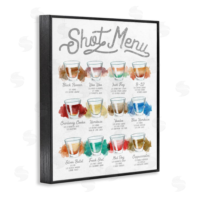 Stupell Studio | Cocktail Shot Menu Kitchen Drink Recipes