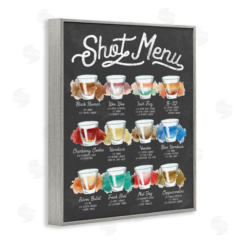 Stupell Studio | Shot Menu Drink Recipes Fun Watercolor Styling
