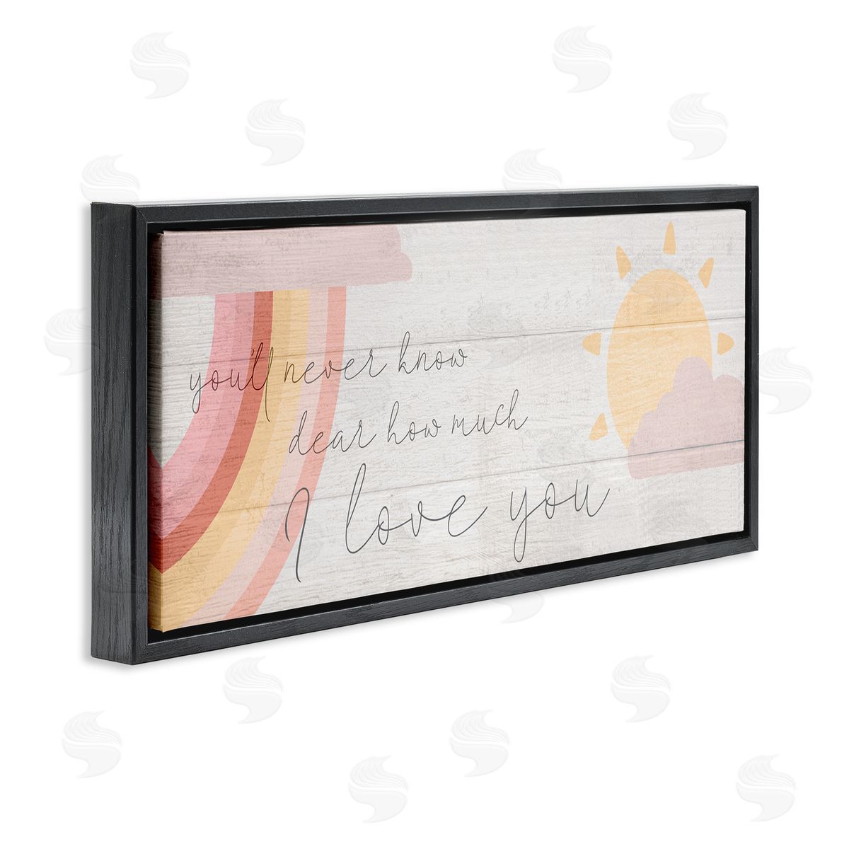 Love You Pink Rainbow Phrase Black Floating Frame Canvas Wall Art, Home Decor by Stupell Studio