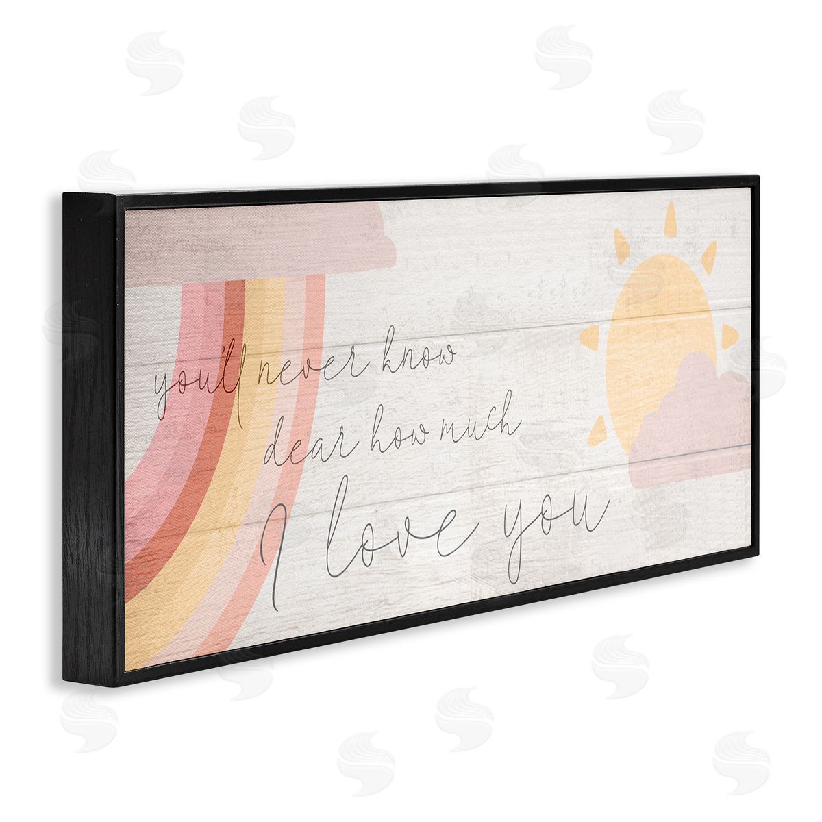 Love You Pink Rainbow Phrase Black Frame Print Wall Art, Home Decor by Stupell Studio