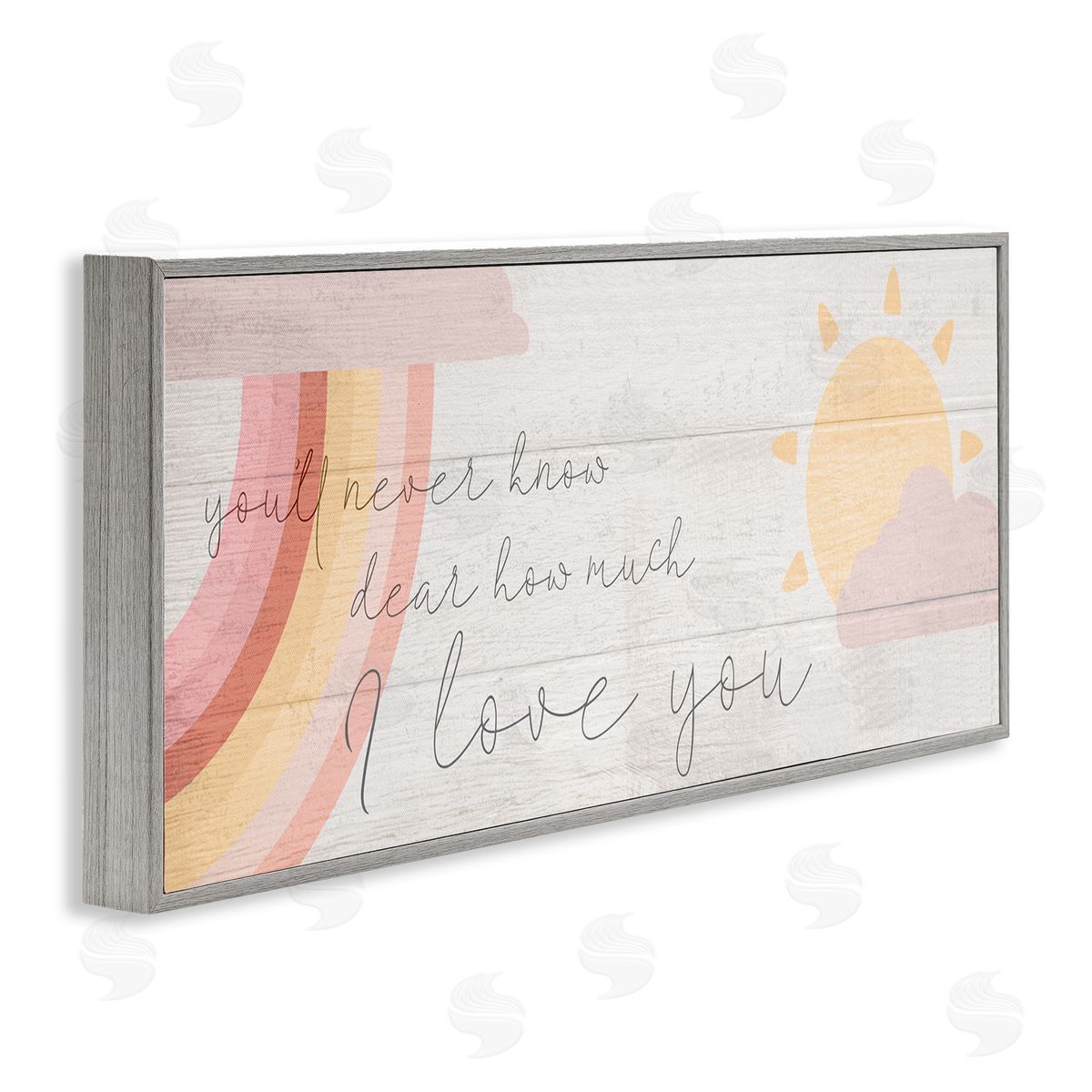 Love You Pink Rainbow Phrase Grey Frame Print Wall Art, Home Decor by Stupell Studio