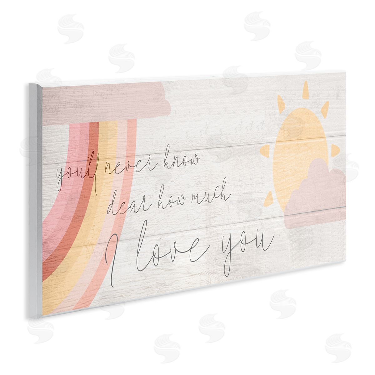 Love You Pink Rainbow Phrase Wood Plaque Wall Art, Home Decor by Stupell Studio
