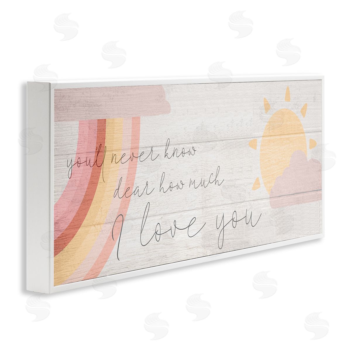 Love You Pink Rainbow Phrase White Frame Print Wall Art, Home Decor by Stupell Studio