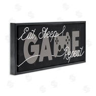 Stupell Studio | Eat Sleep Game Repeat Phrase Minimal Grey Controller
