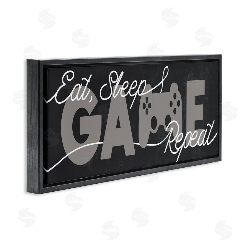 Stupell Studio | Eat Sleep Game Repeat Phrase Minimal Grey Controller