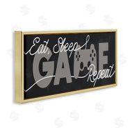 Stupell Studio | Eat Sleep Game Repeat Phrase Minimal Grey Controller