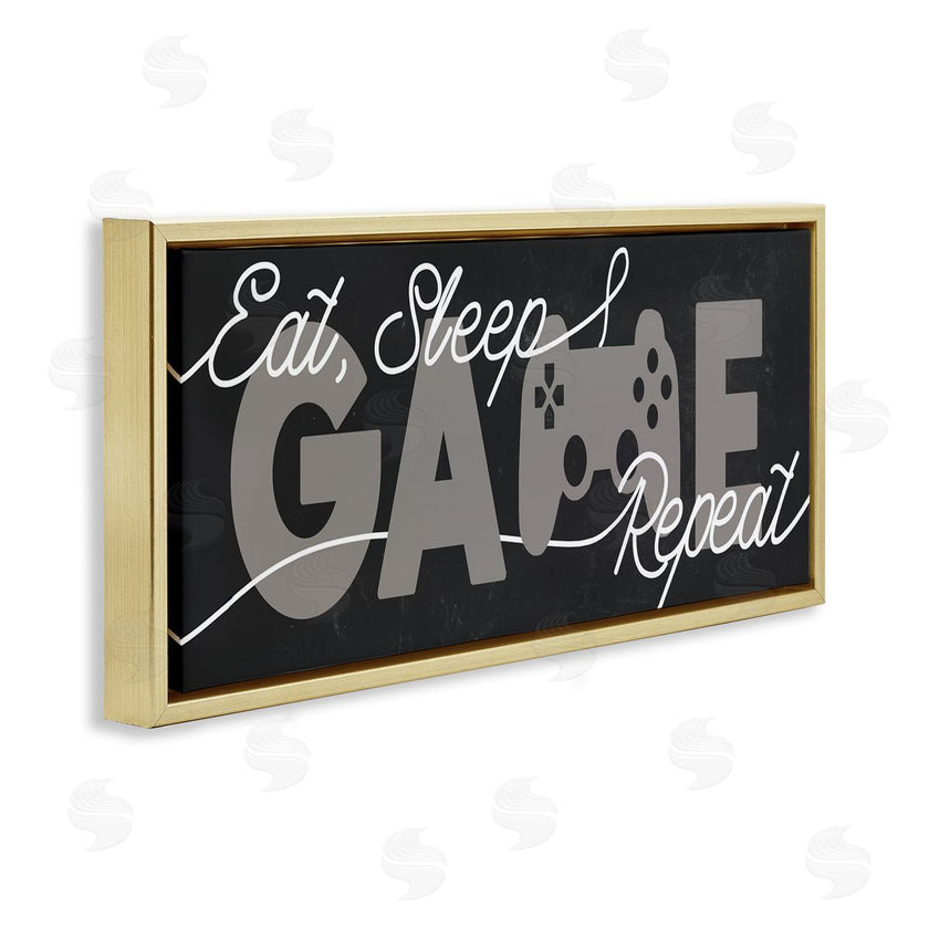 Stupell Studio | Eat Sleep Game Repeat Phrase Minimal Grey Controller