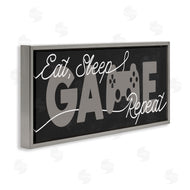 Stupell Studio | Eat Sleep Game Repeat Phrase Minimal Grey Controller