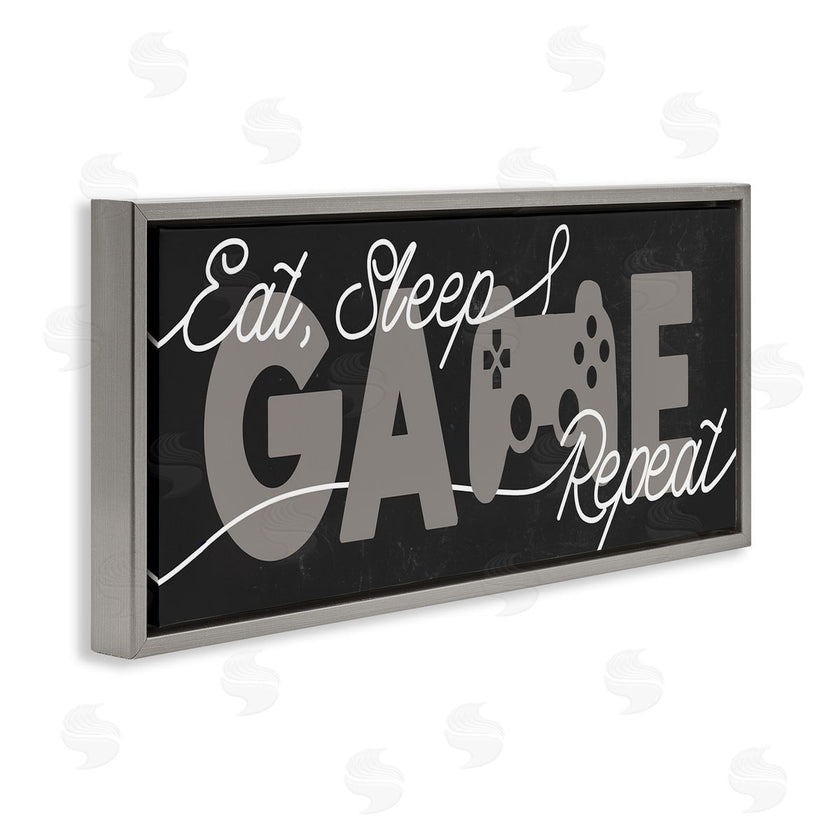 Stupell Studio | Eat Sleep Game Repeat Phrase Minimal Grey Controller