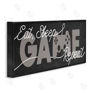 Stupell Studio | Eat Sleep Game Repeat Phrase Minimal Grey Controller