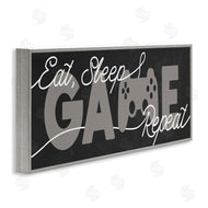 Stupell Studio | Eat Sleep Game Repeat Phrase Minimal Grey Controller