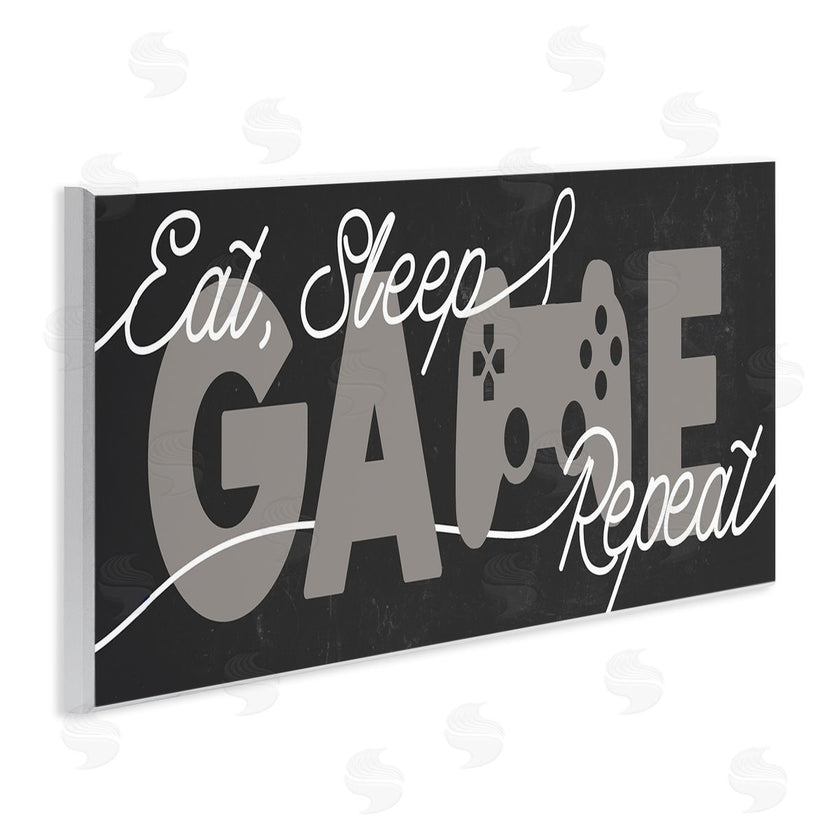 Stupell Studio | Eat Sleep Game Repeat Phrase Minimal Grey Controller