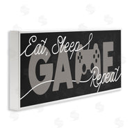 Stupell Studio | Eat Sleep Game Repeat Phrase Minimal Grey Controller