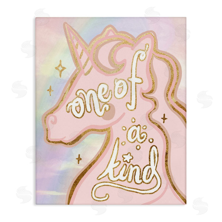 Stupell Studio | One Of A Kind Phrase Pink Rainbow Unicorn