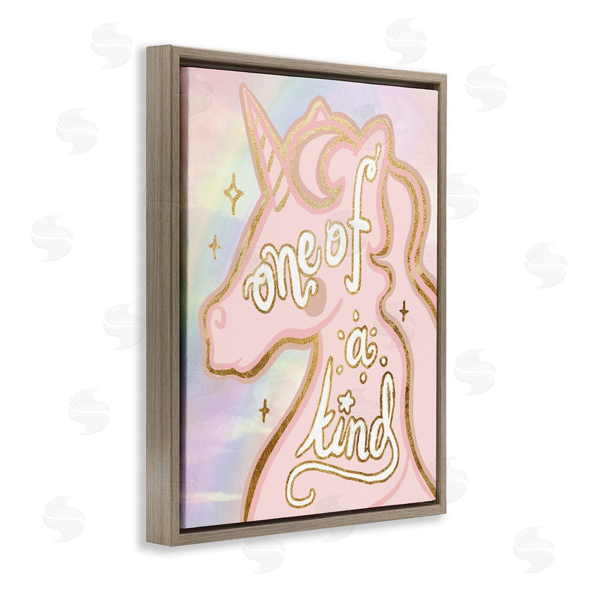 Stupell Studio | One Of A Kind Phrase Pink Rainbow Unicorn