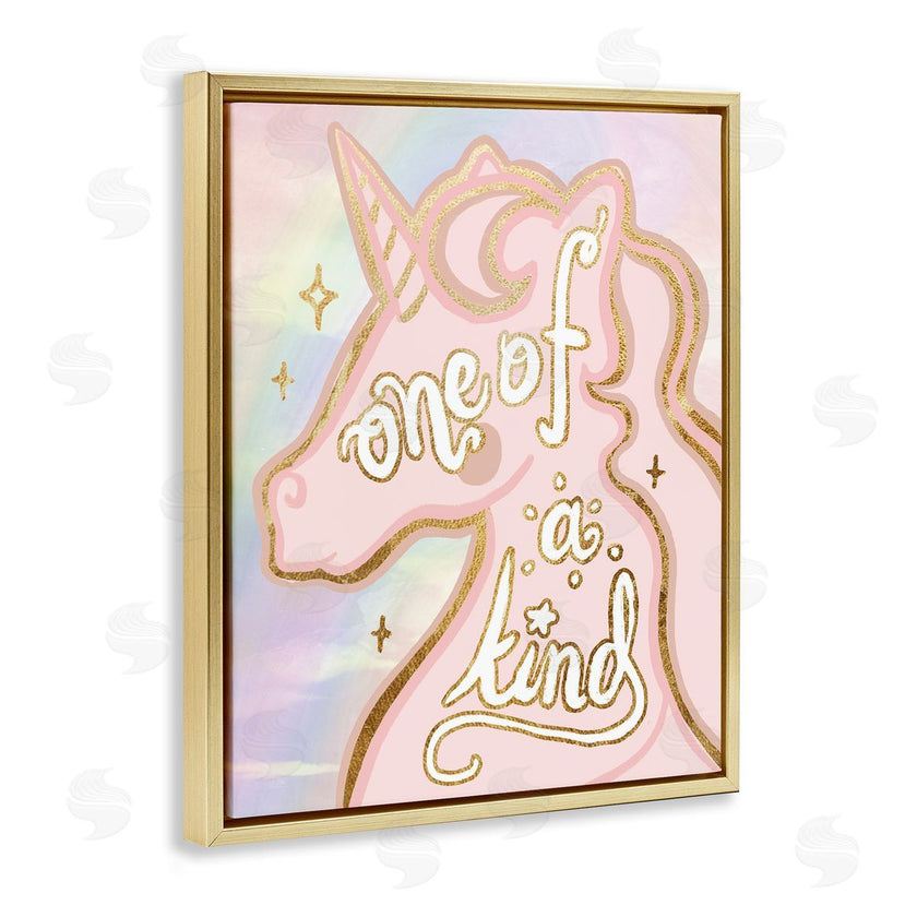 Stupell Studio | One Of A Kind Phrase Pink Rainbow Unicorn