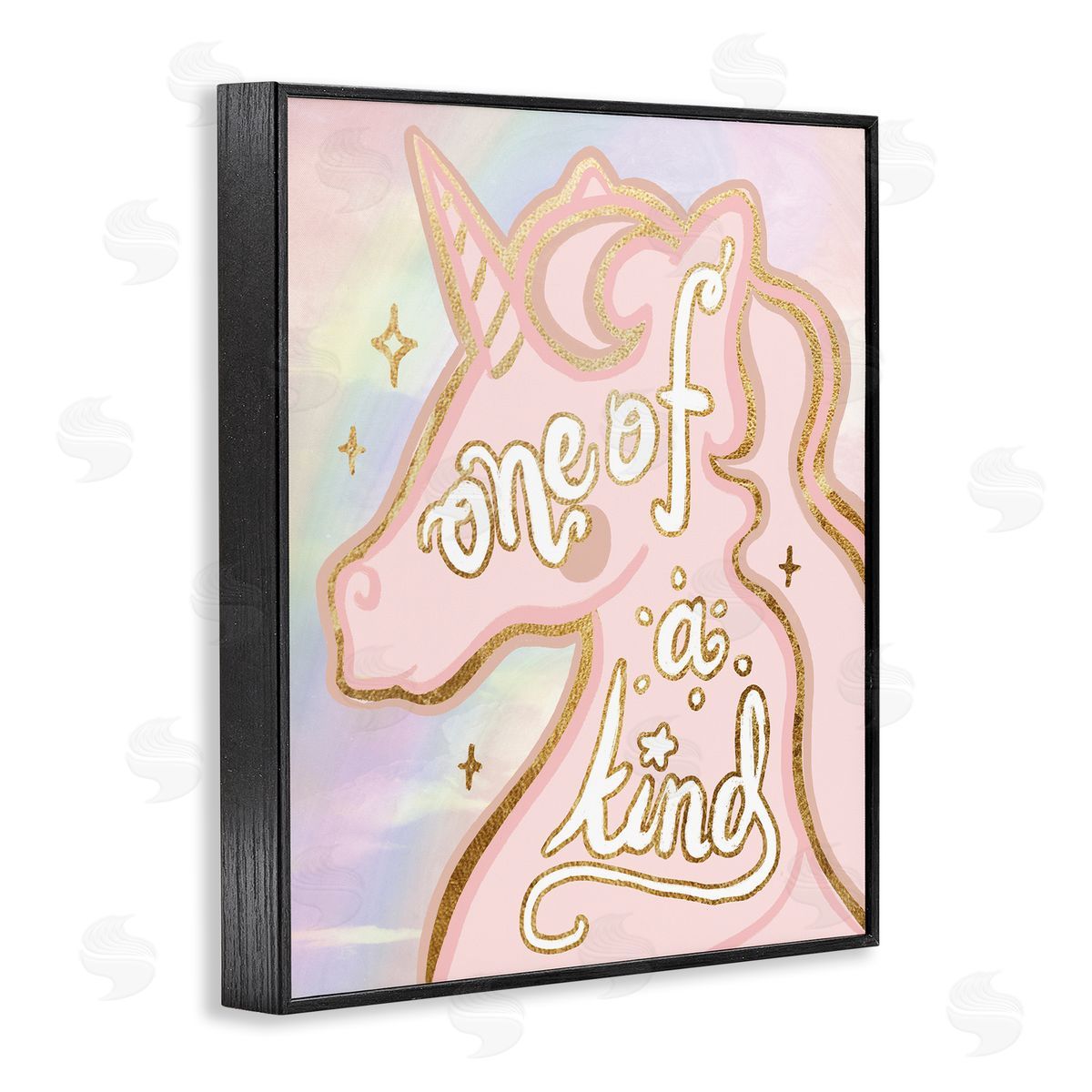 Stupell Studio One Of A Kind Phrase Pink Rainbow Unicorn Black Framed Giclee Wall Art