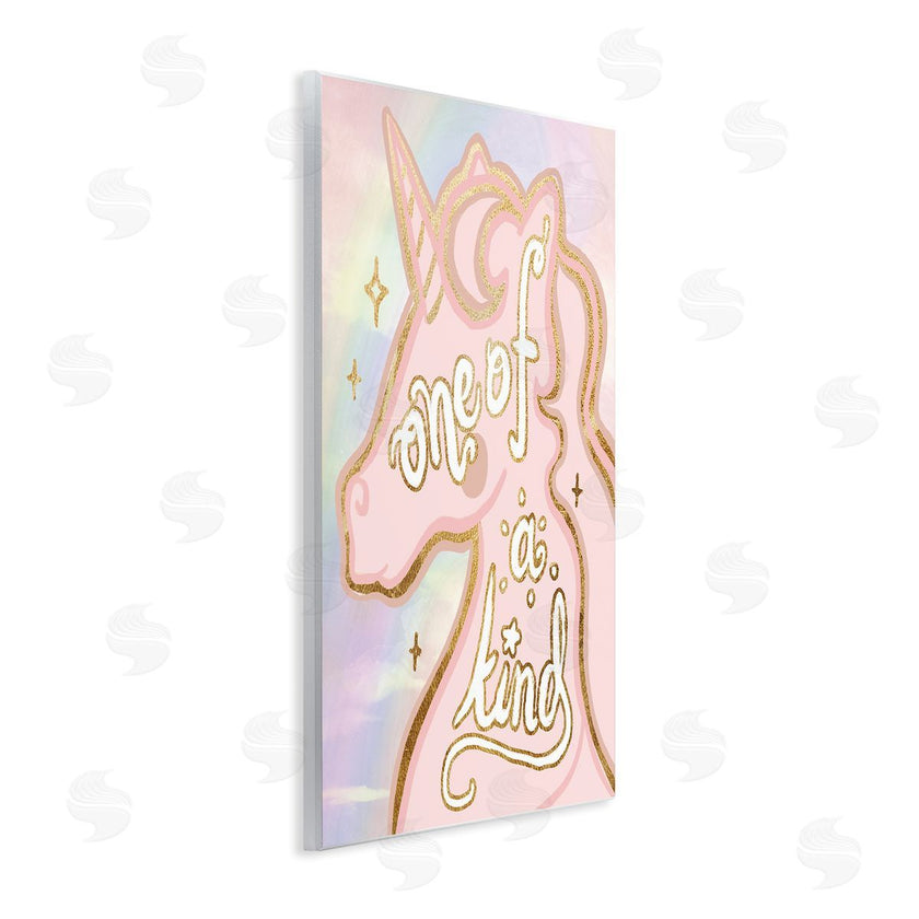Stupell Studio | One Of A Kind Phrase Pink Rainbow Unicorn