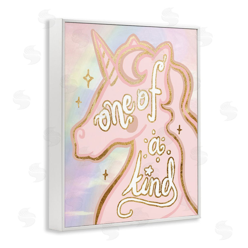 Stupell Studio | One Of A Kind Phrase Pink Rainbow Unicorn
