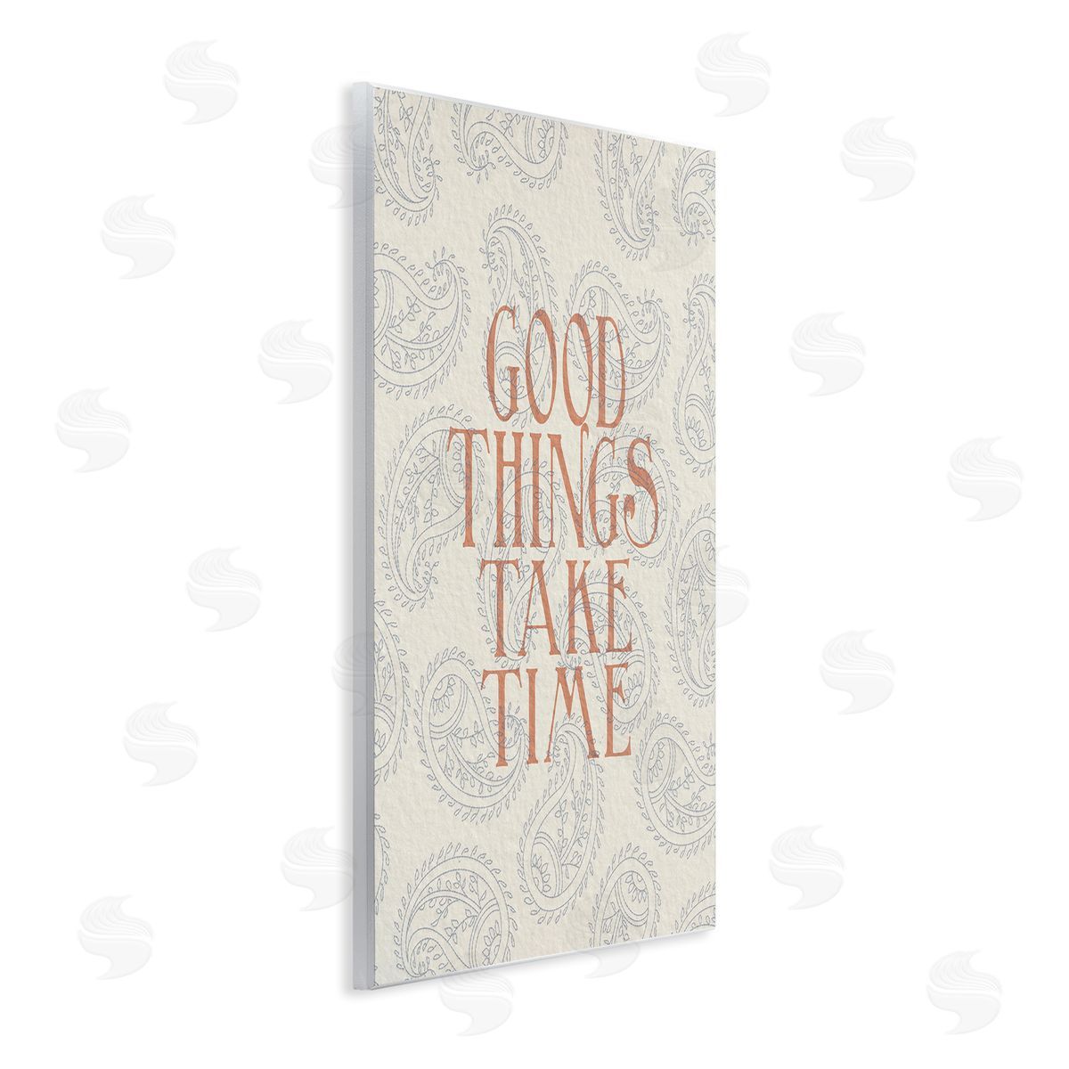 Stupell Studio Good Things Take Time Phrase Soft Paisley Pattern Wall Plaque Art