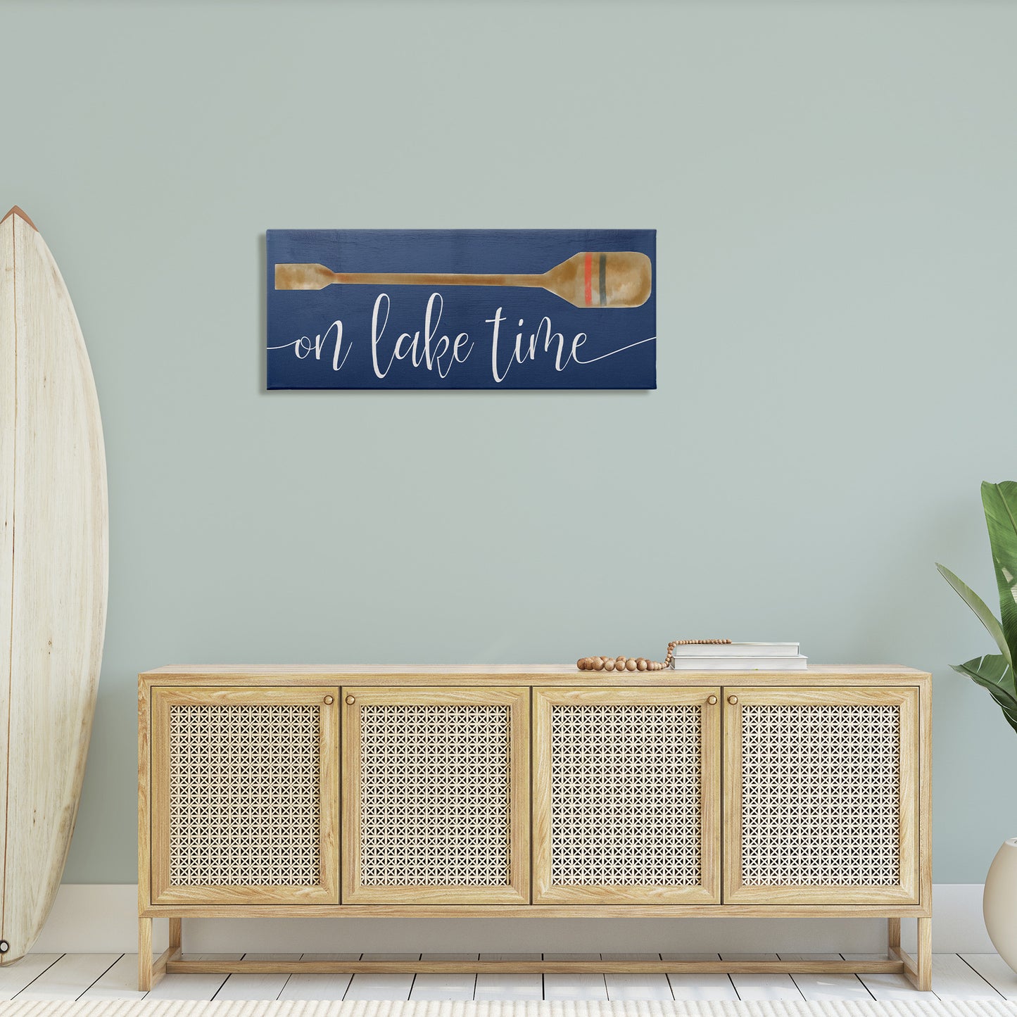 On Lake Time with Oar Canvas Wall Art in Room, Home Decor by Stupell Studio
