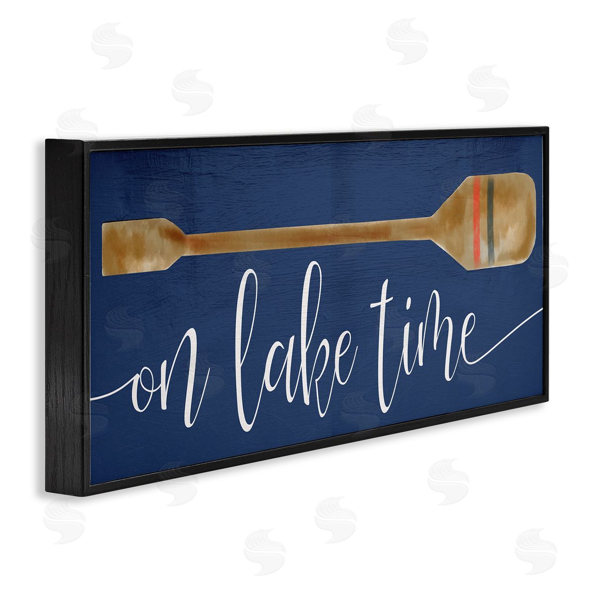 On Lake Time with Oar Black Frame Print Wall Art, Home Decor by Stupell Studio