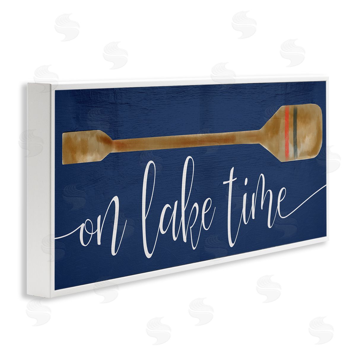 On Lake Time with Oar White Frame Print Wall Art, Home Decor by Stupell Studio