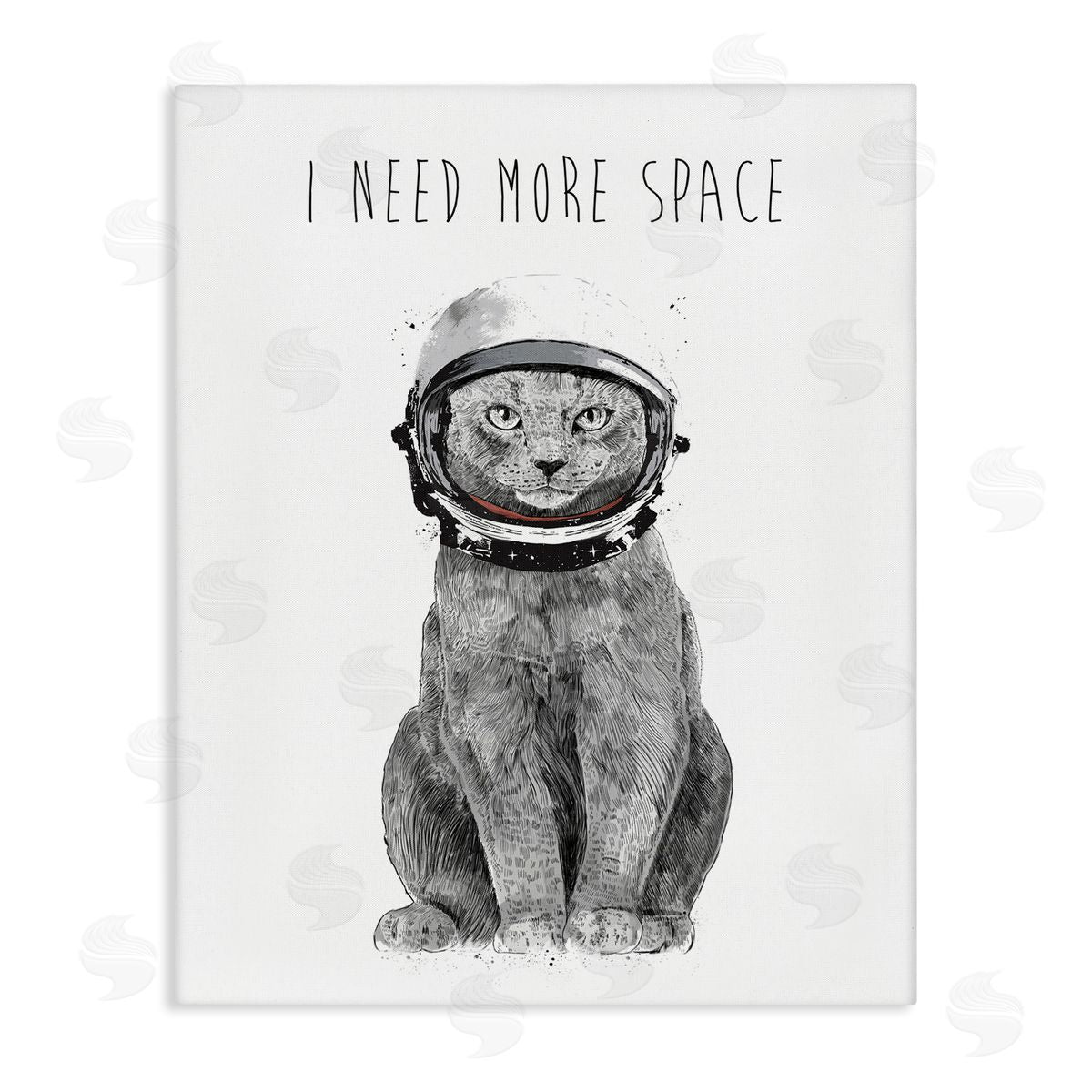Balazs Solti Need More Space Phrase Funny Cat Astronaut Canvas Wall Art
