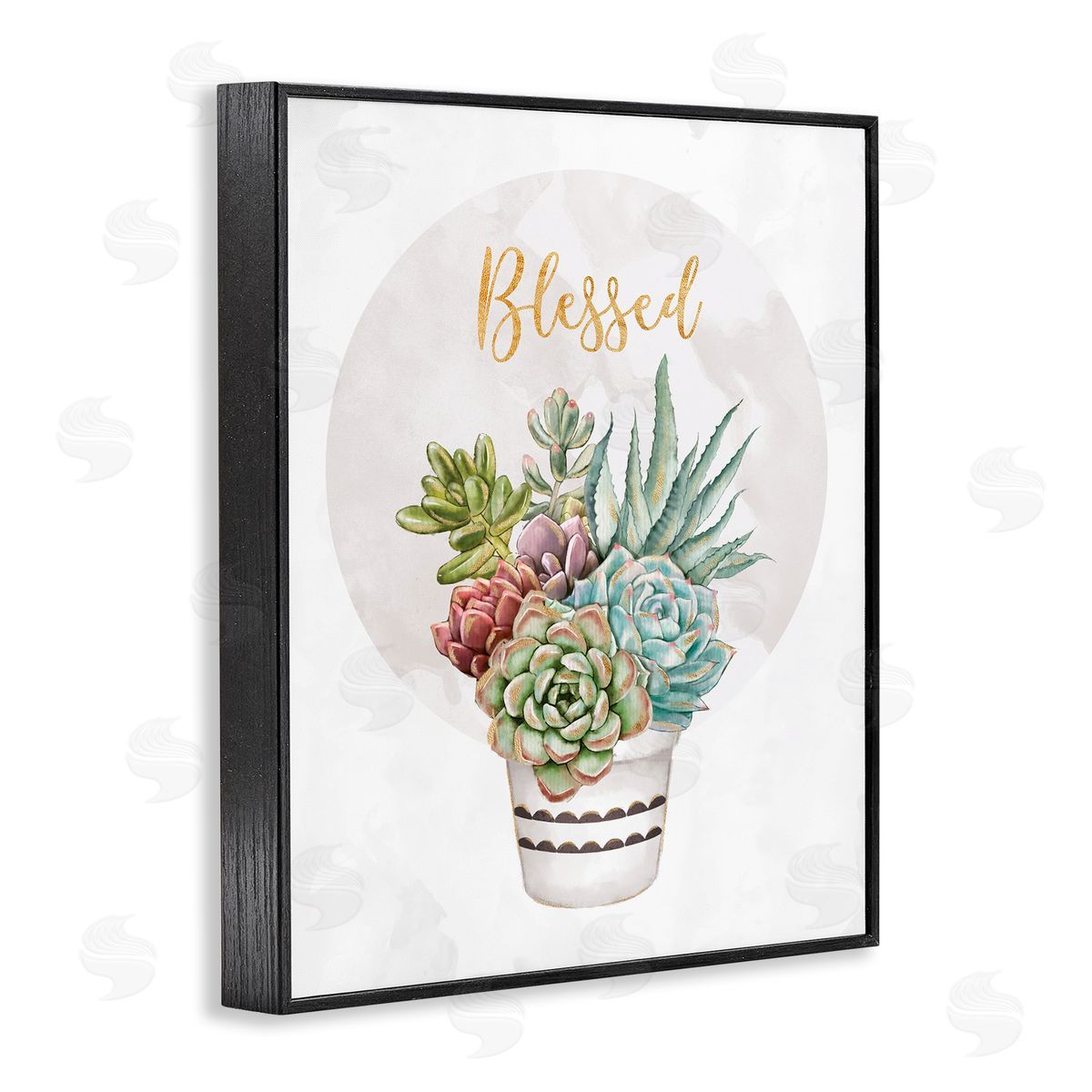 Ziwei Li Blessed Sentiments Chic Succulent Plant Bouquet Black Framed Giclee Wall Art