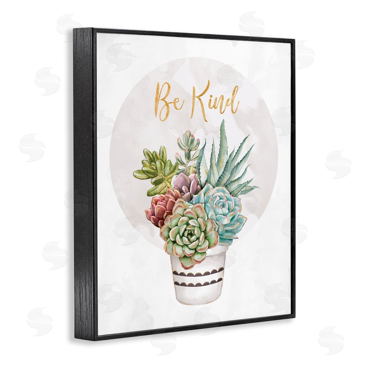 Ziwei Li Be Kind Phrase Soft Potted Succulents Black Framed Giclee Wall Art